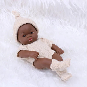 Planet Gates BK-pointDKPK Black Reborn Dolls African Reborn Baby Doll 20cm Dolls Baby Reborn Baby Doll Toys Soft Touch High Quality Doll for Children Toys