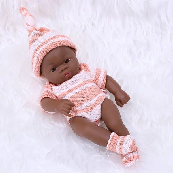 Planet Gates BK-pointDKPK Black Reborn Dolls African Reborn Baby Doll 20cm Dolls Baby Reborn Baby Doll Toys Soft Touch High Quality Doll for Children Toys