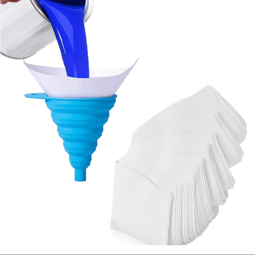 Planet Gates BL039-100T 100pcs Disposable Paint Spray Gun Funnel Paper Strainers, 100 Micron Paint Strainers Paper Cone Strainers Fine Nylon Mesh Funnel W/Hooks Disposable