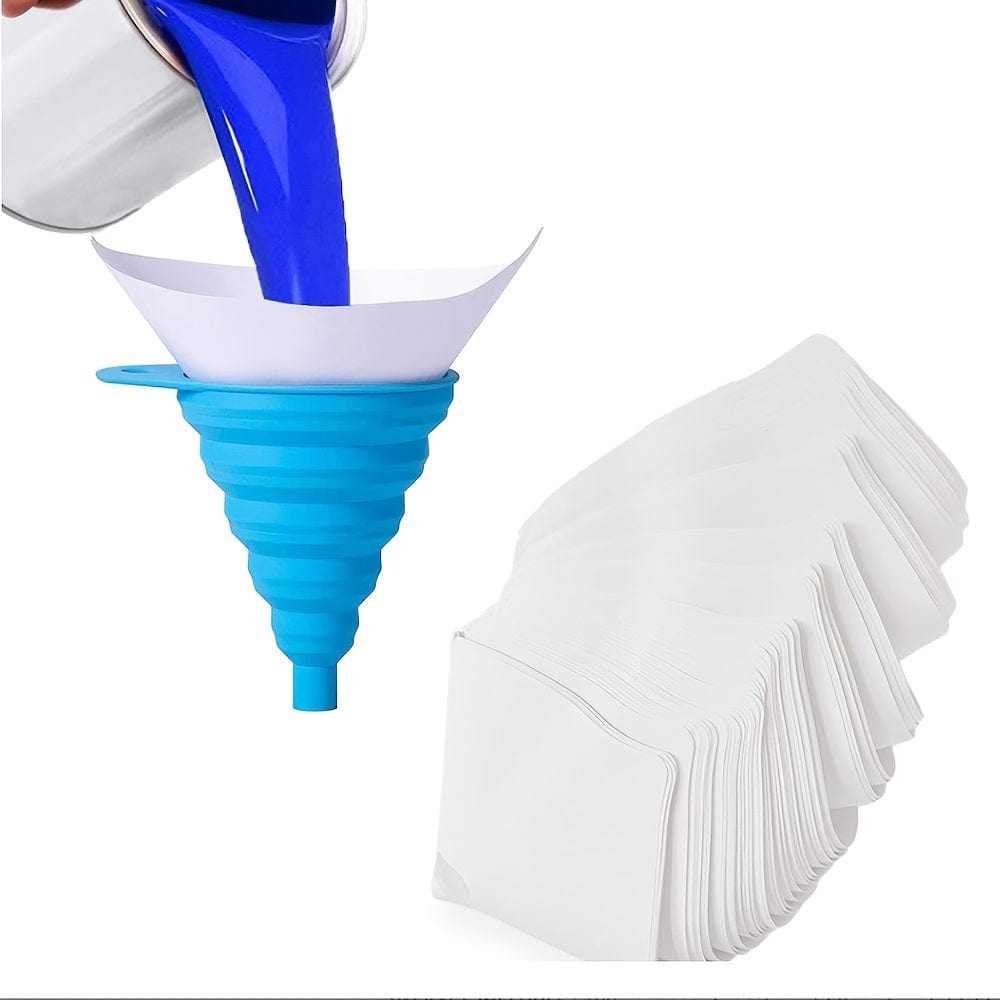 Planet Gates BL039-100T 100pcs Disposable Paint Spray Gun Funnel Paper Strainers, 100 Micron Paint Strainers Paper Cone Strainers Fine Nylon Mesh Funnel W/Hooks Disposable