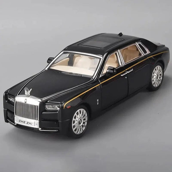 Planet Gates Black 1:24 RR Phantom Model Zinc Alloy Pull Back Diecast Toy Cars with Sound and Light for Kids Boy Girl Gift