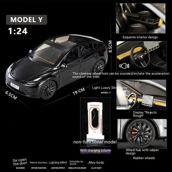 Planet Gates BLACK 1:24 Toy Cars Model Y Pull Back Vehicles Diecast Car Model Car Toys for Boys and Girls 3 to 12 Years Old Black