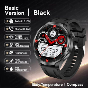 Planet Gates Black / 1.85 inch HD Screen 2024New For HUAWEI Sports Smart Bracelet Men Watch 1.85 AMOLED Screen GPS Compass Altimeter Waterproof Bluetooth Call SmartWatch