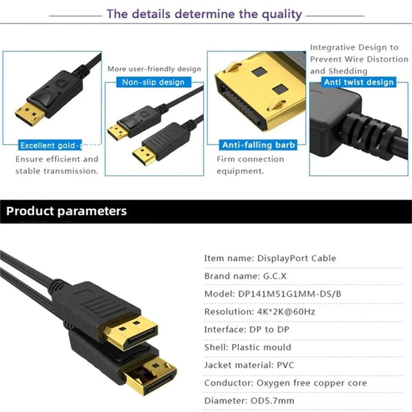 Planet Gates black / 1.8m Dp To Hdmi Cable 1.8m 4k HD Adapter Cable Computer Monitor Cable Converts Large Dp To Hdmi