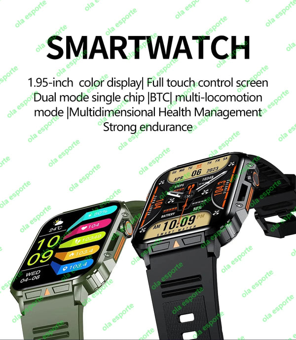 Planet Gates Black 1.91 Outdoor Military Smart Watch Men Bluetooth Call Amoled Smartwatch For Android IOS IP68 Waterproof Sports Fitness Watches