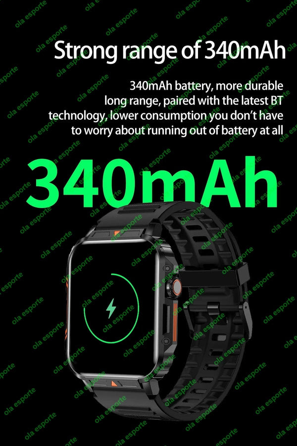 Planet Gates Black 1.91 Outdoor Military Smart Watch Men Bluetooth Call Amoled Smartwatch For Android IOS IP68 Waterproof Sports Fitness Watches