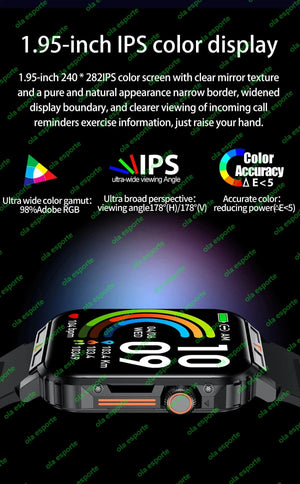 Planet Gates Black 1.91 Outdoor Military Smart Watch Men Bluetooth Call Amoled Smartwatch For Android IOS IP68 Waterproof Sports Fitness Watches