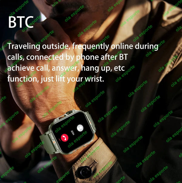 Planet Gates Black 1.91 Outdoor Military Smart Watch Men Bluetooth Call Amoled Smartwatch For Android IOS IP68 Waterproof Sports Fitness Watches