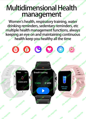 Planet Gates Black 1.91 Outdoor Military Smart Watch Men Bluetooth Call Amoled Smartwatch For Android IOS IP68 Waterproof Sports Fitness Watches