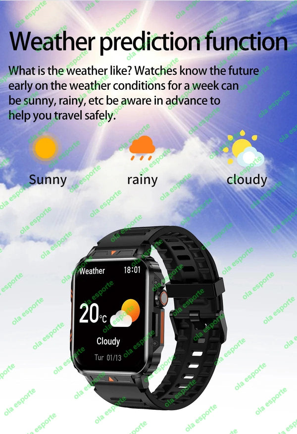 Planet Gates Black 1.91 Outdoor Military Smart Watch Men Bluetooth Call Amoled Smartwatch For Android IOS IP68 Waterproof Sports Fitness Watches