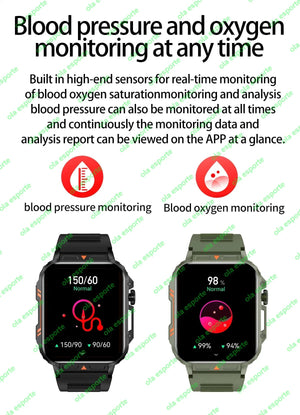 Planet Gates Black 1.91 Outdoor Military Smart Watch Men Bluetooth Call Amoled Smartwatch For Android IOS IP68 Waterproof Sports Fitness Watches