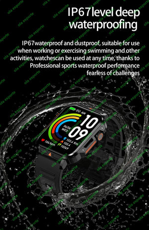 Planet Gates Black 1.91 Outdoor Military Smart Watch Men Bluetooth Call Amoled Smartwatch For Android IOS IP68 Waterproof Sports Fitness Watches