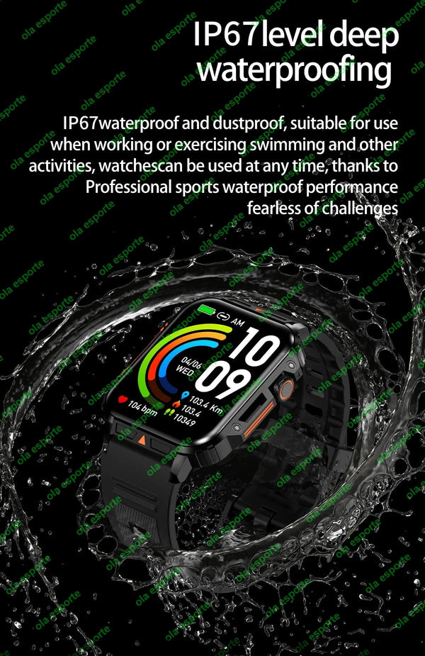 Planet Gates Black 1.91 Outdoor Military Smart Watch Men Bluetooth Call Amoled Smartwatch For Android IOS IP68 Waterproof Sports Fitness Watches