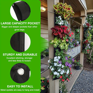 Planet Gates Black 1 Pack, Hanging Planters Wall Planter For Indoor Outdoor Plants Railing Balcony Herb Planter, One Pack Of 6 Pockets New Upgraded Vertical Garden Gift For Who Likes To Plant