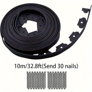 Planet Gates Black 1 Pack No Dig Landscape Edging, Flower Bed Edging Lawn Edging Garden Edging Border No Dig, Landscaping Border Rubber Edging Wild Flower Garden Border Yard Edging Borders 10.0meter (Send 30 Nails)