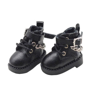 Planet Gates Black 1 Pair Doll Shoes Lovely Chain Boots New Casual Hand-made Ob11 DOD 1/12 Bjd Doll Shoes Doll Accessories