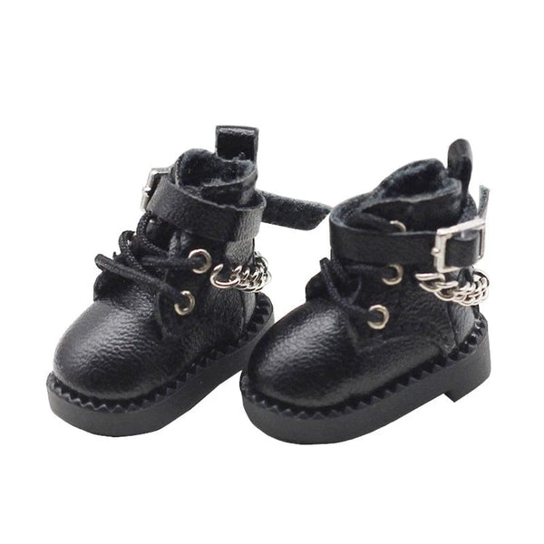Planet Gates Black 1 Pair Doll Shoes Lovely Chain Boots New Casual Hand-made Ob11 DOD 1/12 Bjd Doll Shoes Doll Accessories