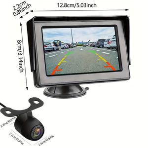Planet Gates Black 10.92cm TFT LCD Display Monitor Car Rear View Camera Wide Degree Reversing Backup 2In1 Parking Revere Camera