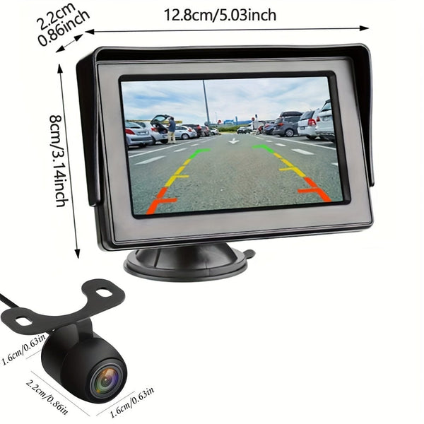 Planet Gates Black 10.92cm TFT LCD Display Monitor Car Rear View Camera Wide Degree Reversing Backup 2In1 Parking Revere Camera