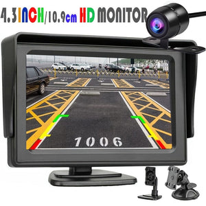 Planet Gates Black 10.92cm TFT LCD Display Monitor Car Rear View Camera Wide Degree Reversing Backup 2In1 Parking Revere Camera