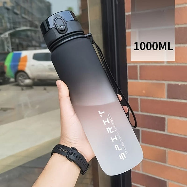 Planet Gates Black / 1000ML 1pc 650ml/1000ml Large Plastic Portable Water Bottle, Leakproof Gradient Water Cup For Outdoor Fitness Sports Camping Travel