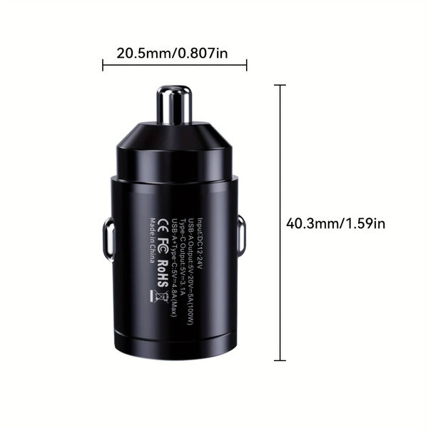 Planet Gates Black 100w Car Charger Super Fast Charger Metal One Tow Two Car Charger Flash Charger Mini Pull Ring New Pd Car Charger Car Electronic