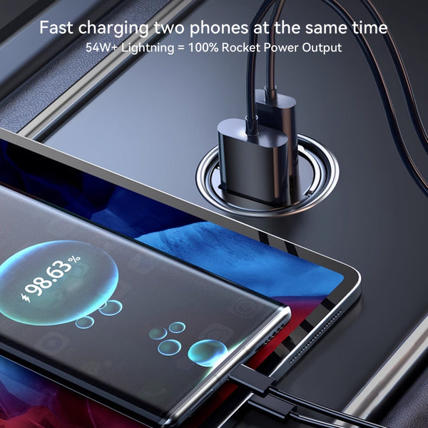 Planet Gates Black 100w Car Charger Super Fast Charger Metal One Tow Two Car Charger Flash Charger Mini Pull Ring New Pd Car Charger Car Electronic