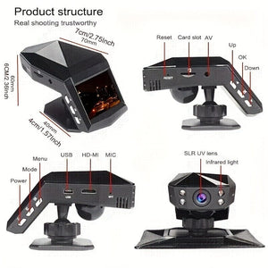 Planet Gates BLACK 1080P Full HD Dash Cam Car Video Driving Recorder With Center Console LCD Car DVR Video Recorder, WDR 170° Wide Angle, Night Vision, Parking Monitor