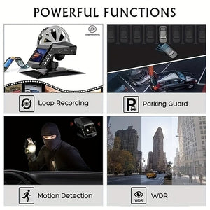 Planet Gates BLACK 1080P Full HD Dash Cam Car Video Driving Recorder With Center Console LCD Car DVR Video Recorder, WDR 170° Wide Angle, Night Vision, Parking Monitor