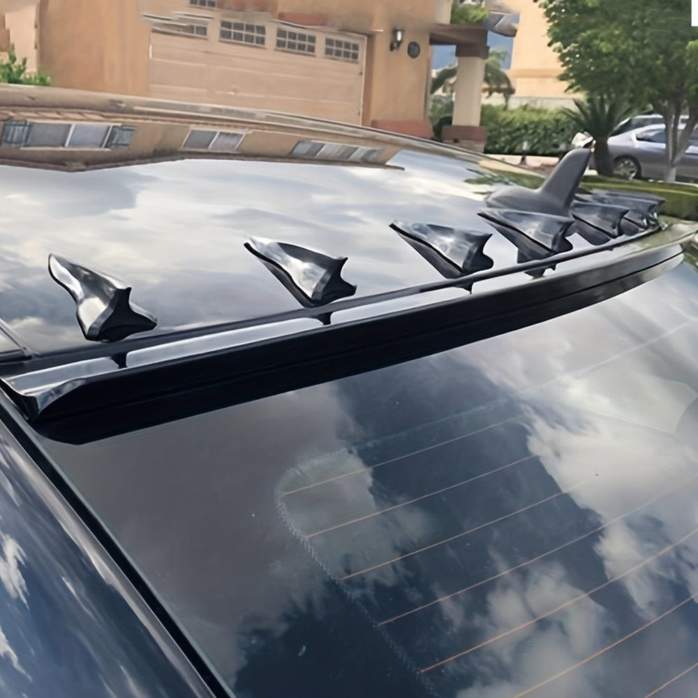 Planet Gates Black 10pcs Car Exterior Trim Items Car Trim Roof Tail Black Shark Fin General Purpose Pointed Carbon Fiber Bumper Car Roof Modification Kit Wind Knife