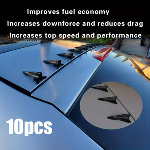 Planet Gates Black 10pcs Car Exterior Trim Items Car Trim Roof Tail Black Shark Fin General Purpose Pointed Carbon Fiber Bumper Car Roof Modification Kit Wind Knife