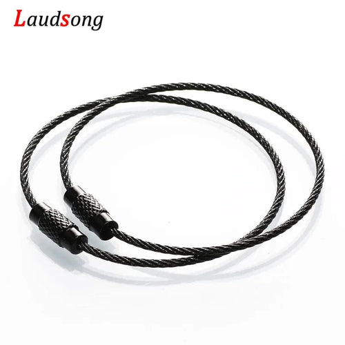 Planet Gates Black 10pcs Colorful Stainless Steel Wire Keychain Cable Loop Screw Lock Rope Key Holder Keyring Key Chain Rings Outdoor Tools