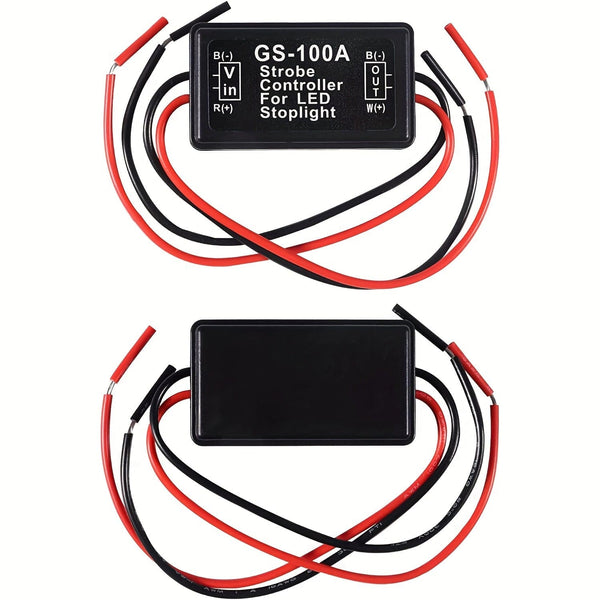 Planet Gates Black 12-24V Universal LED Brake Light Flasher Module - Enhance Your Vehicle's Safety & Visibility!