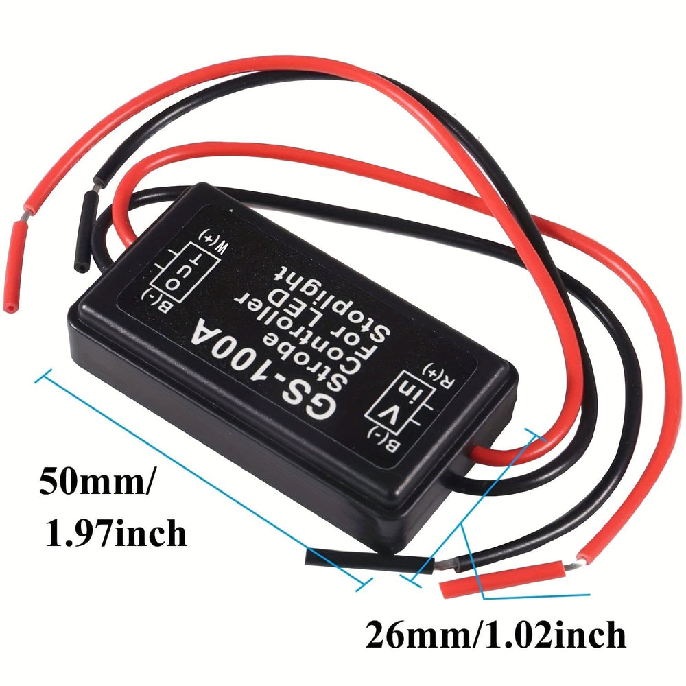 Planet Gates Black 12-24V Universal LED Brake Light Flasher Module - Enhance Your Vehicle's Safety & Visibility!