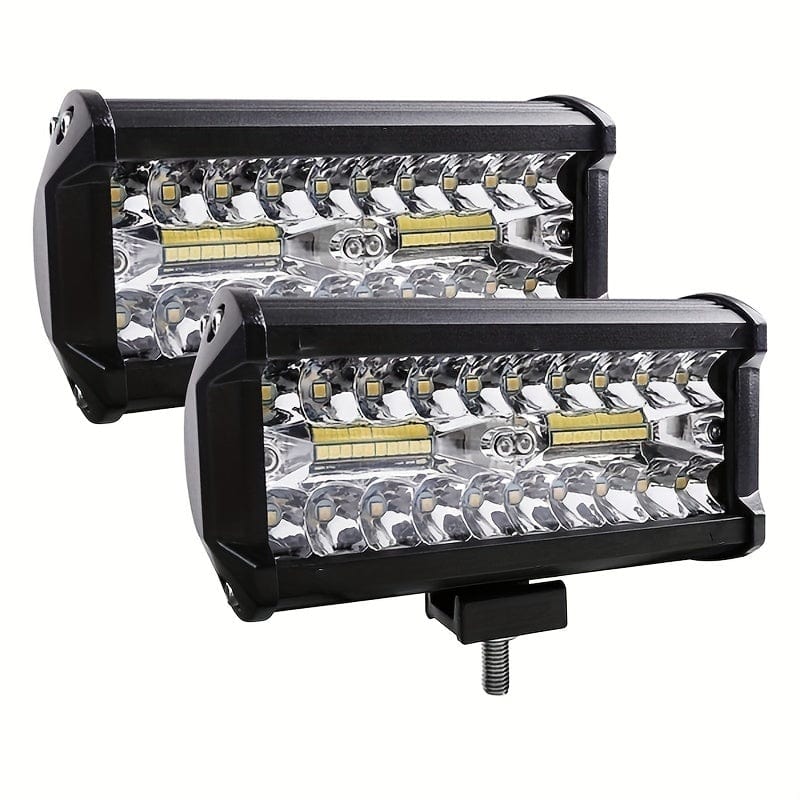 Planet Gates Black 120W 7 LED Work Light Bar - Spot & Flood Combo For Off-Road Vehicles - SUV & Truck Off-Road Spotlight