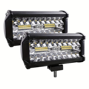 Planet Gates Black 120W 7 LED Work Light Bar - Spot & Flood Combo For Off-Road Vehicles - SUV & Truck Off-Road Spotlight