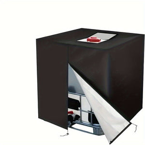 Planet Gates Black / 120x100x116cm 1pc, 210D Oxford IBC Tank Cover 1000L UV Waterproof Container Cover Anit Protective Cover with Zipper, Outdoor Water Cover