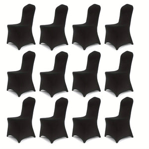 Planet Gates Black / 12pcs 6/12pcs Spandex Restaurant Banquet Chair Cover Suitable For Living Room And Dining Room Universal Elastic Chair Slipcover Chair Protector Suitable For Weddings, Banquets, Birthdays, And Parties (White, Black)