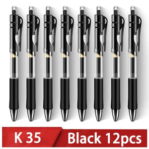 Planet Gates Black 12pcs Retractable Gel Pen,Black, Red,Blue Ink Ballpoint for Writing,Office and School Supplies,Stationery,0.5mm Retractable,12 Pcs Box
