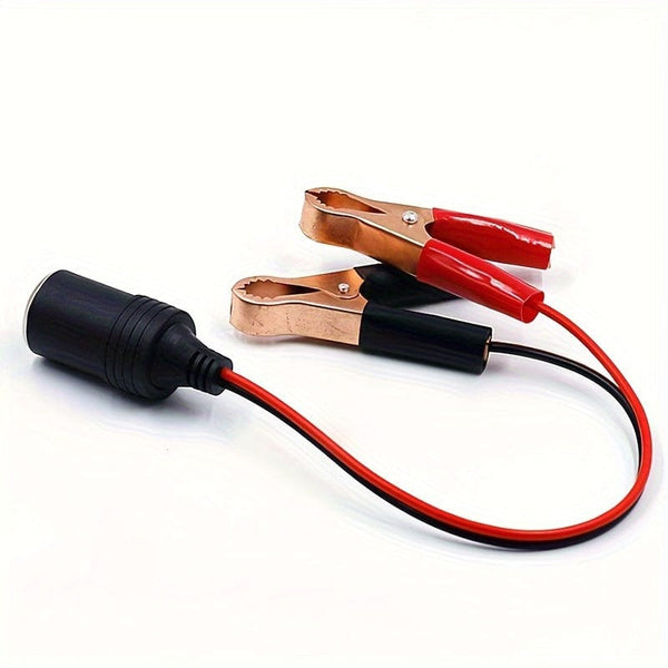 Planet Gates Black 12V 50A Battery Clamps: Car Cigarette Lighter Socket Adapter with Alligator Clips Extension Cord