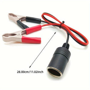 Planet Gates Black 12V 50A Battery Clamps: Car Cigarette Lighter Socket Adapter with Alligator Clips Extension Cord