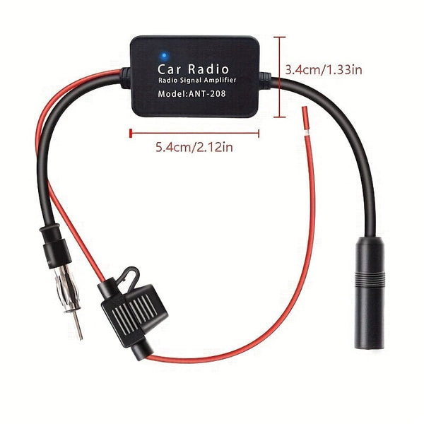 Planet Gates Black 12V Universal Car Automobile FM/AM Radio Signal Amplifier Anti-interference Car Antenna FM Booster Amp Windshield Mounted Automobile Parts