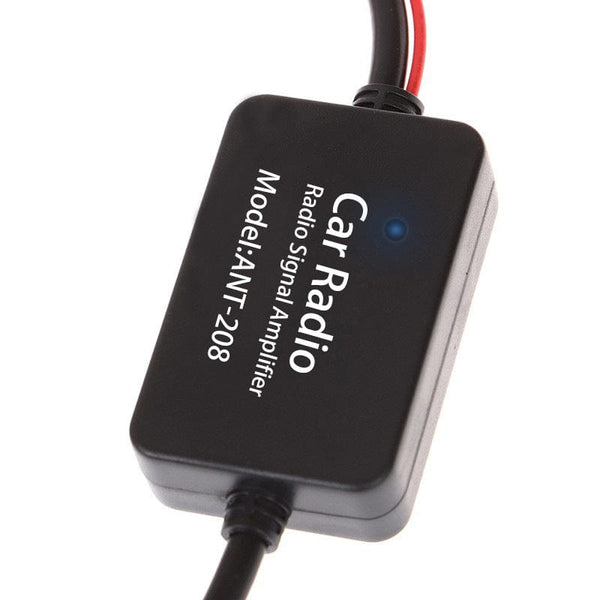 Planet Gates Black 12V Universal Car Automobile FM/AM Radio Signal Amplifier Anti-interference Car Antenna FM Booster Amp Windshield Mounted Automobile Parts