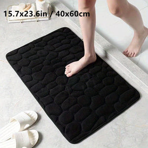 Planet Gates Black / 15.7x23.6in / 40x60cm 1pc Cobblestone Embossed Bathroom Bath Mat, Machine Washable Bath Rug, Rapid Water Absorbent, Non-Slip, Washable, Thick, Soft And Comfortable Carpet For Shower Room, Bathroom Accessories