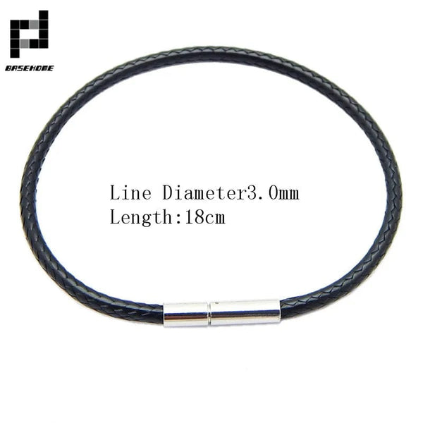 Planet Gates Black 15x170 1.5/2/3mm Black Red Bracelet Stainless Steel Clasp For Women Man Couple Leather String Homme Hand Thread Male Jewelry Trending