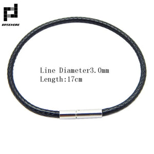 Planet Gates Black 15x170 1.5/2/3mm Black Red Bracelet Stainless Steel Clasp For Women Man Couple Leather String Homme Hand Thread Male Jewelry Trending
