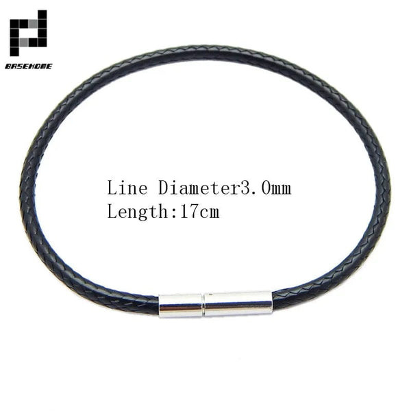 Planet Gates Black 15x170 1.5/2/3mm Black Red Bracelet Stainless Steel Clasp For Women Man Couple Leather String Homme Hand Thread Male Jewelry Trending