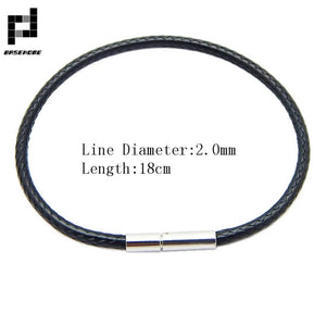 Planet Gates Black 15x170 1.5/2/3mm Black Red Bracelet Stainless Steel Clasp For Women Man Couple Leather String Homme Hand Thread Male Jewelry Trending