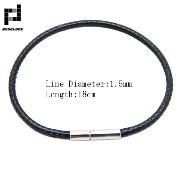 Planet Gates Black 15x170 1.5/2/3mm Black Red Bracelet Stainless Steel Clasp For Women Man Couple Leather String Homme Hand Thread Male Jewelry Trending