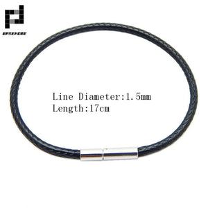 Planet Gates Black 15x170 1.5/2/3mm Black Red Bracelet Stainless Steel Clasp For Women Man Couple Leather String Homme Hand Thread Male Jewelry Trending